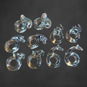 Ngwenya Glass African Animal Napkin Rings SET OF 10 Safari Kingdom Of Swaziland
